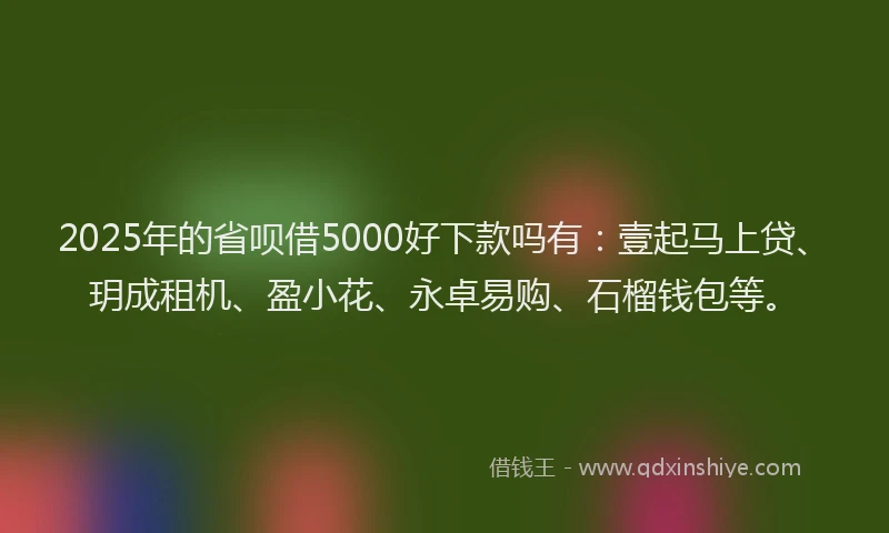 2025年的省呗借5000好下款吗有：壹起马上贷、玥成租机、盈小花、永卓易购、石榴钱包等。