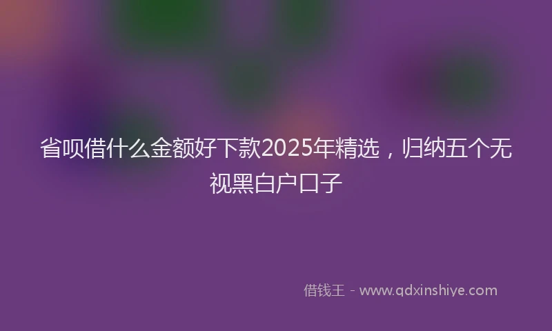 省呗借什么金额好下款2025年精选，归纳五个无视黑白户口子