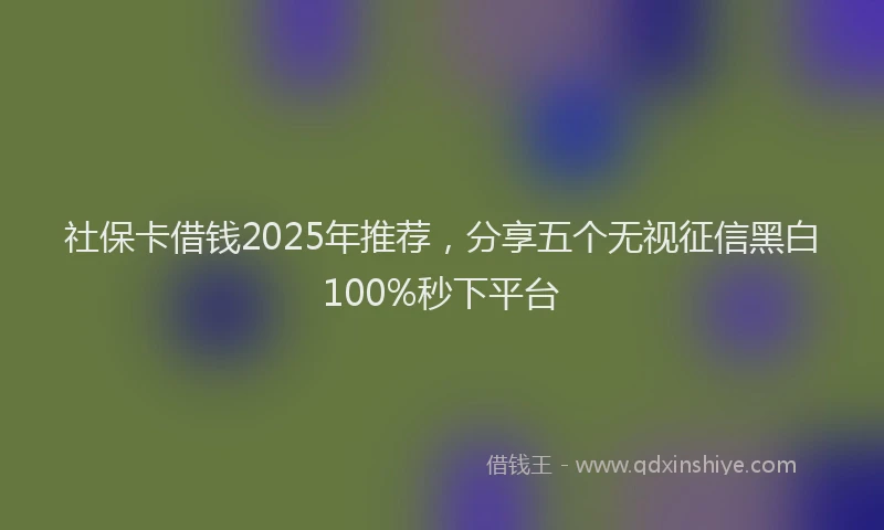 社保卡借钱2025年推荐，分享五个无视征信黑白100%秒下平台