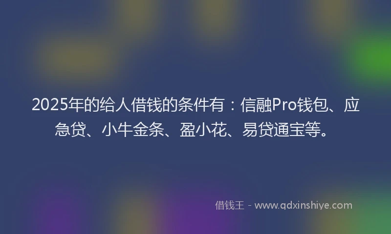 2025年的给人借钱的条件有：信融Pro钱包、应急贷、小牛金条、盈小花、易贷通宝等。