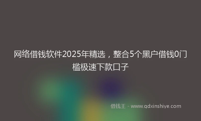 网络借钱软件2025年精选，整合5个黑户借钱0门槛极速下款口子