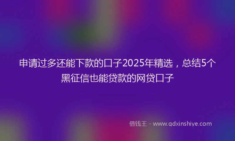 申请过多还能下款的口子2025年精选，总结5个黑征信也能贷款的网贷口子