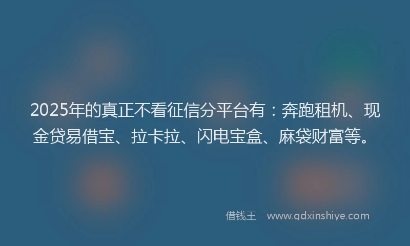 2025年的真正不看征信分平台有：奔跑租机、现金贷易借宝、拉卡拉、闪电宝盒、麻袋财富等。