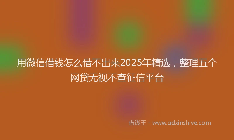 用微信借钱怎么借不出来2025年精选，整理五个网贷无视不查征信平台