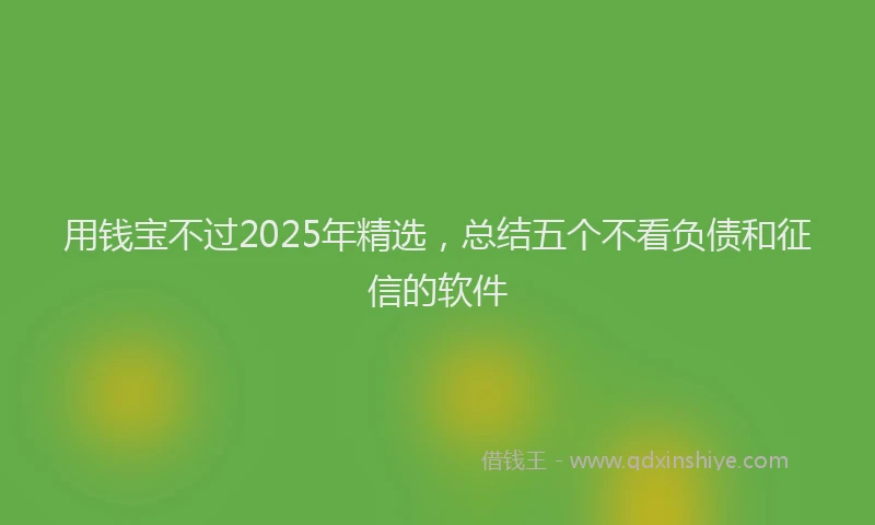 用钱宝不过2025年精选，总结五个不看负债和征信的软件