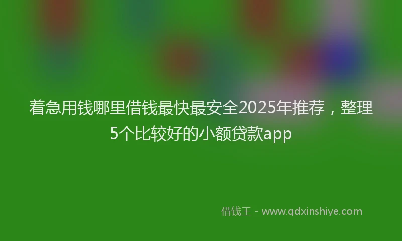 着急用钱哪里借钱最快最安全2025年推荐，整理5个比较好的小额贷款app