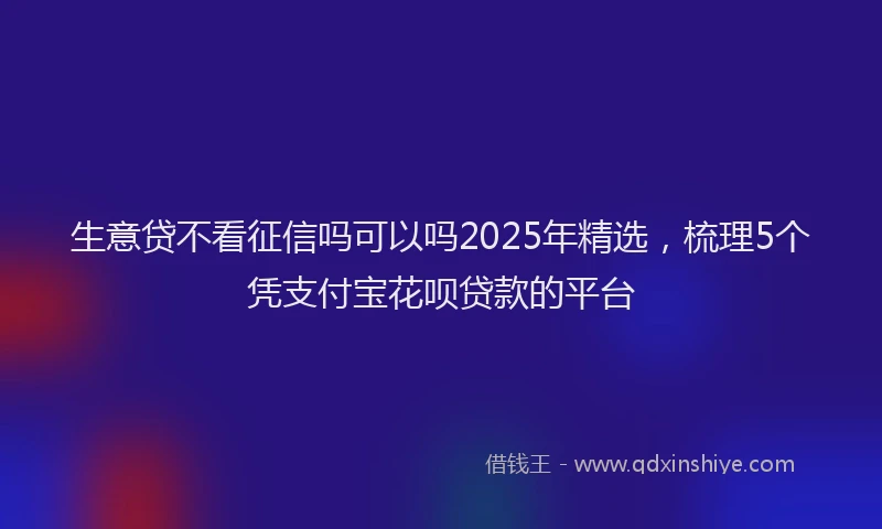 生意贷不看征信吗可以吗2025年精选，梳理5个凭支付宝花呗贷款的平台