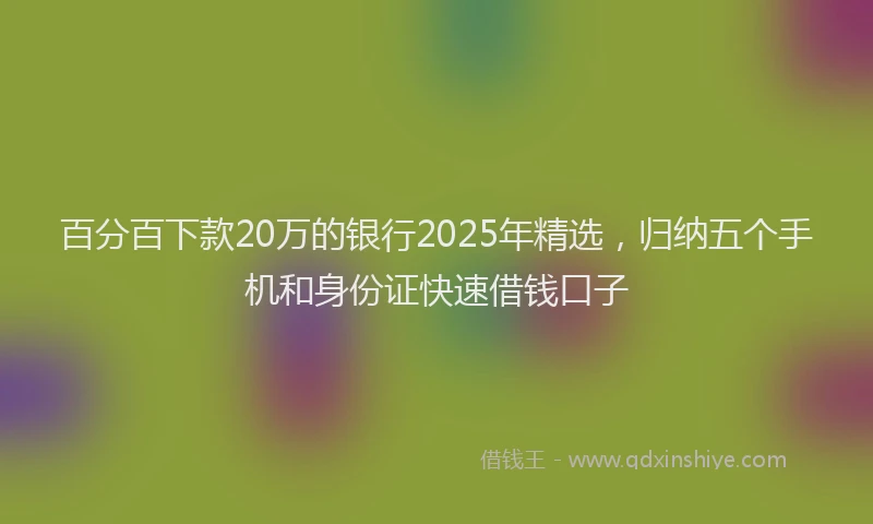 百分百下款20万的银行2025年精选，归纳五个手机和身份证快速借钱口子
