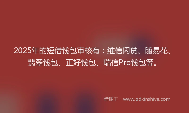2025年的短借钱包审核有：维信闪贷、随易花、翡翠钱包、正好钱包、瑞信Pro钱包等。