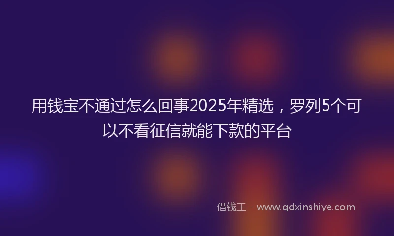 用钱宝不通过怎么回事2025年精选，罗列5个可以不看征信就能下款的平台