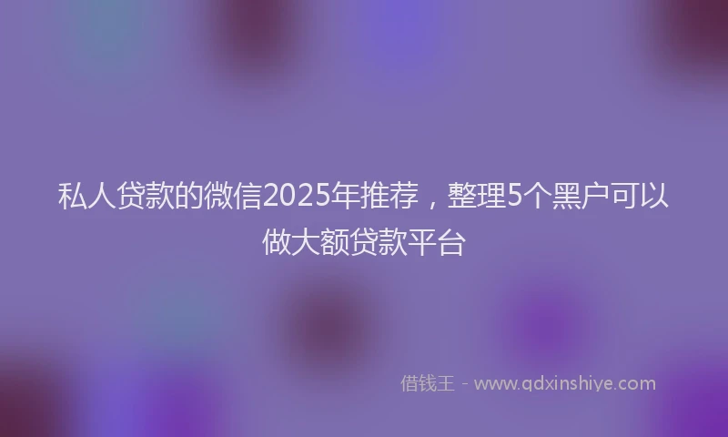 私人贷款的微信2025年推荐，整理5个黑户可以做大额贷款平台