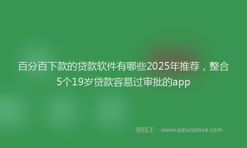 百分百下款的贷款软件有哪些2025年推荐，整合5个19岁贷款容易过审批的app