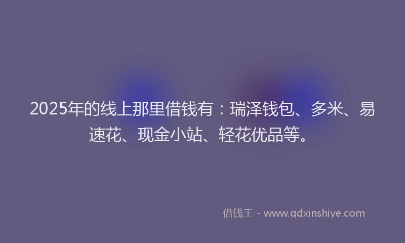 2025年的线上那里借钱有：瑞泽钱包、多米、易速花、现金小站、轻花优品等。