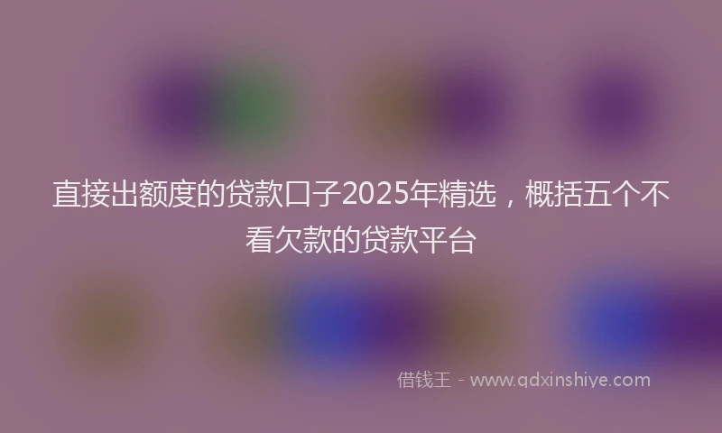 直接出额度的贷款口子2025年精选，概括五个不看欠款的贷款平台