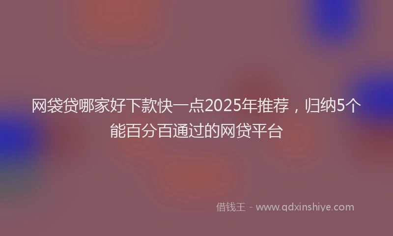 网袋贷哪家好下款快一点2025年推荐，归纳5个能百分百通过的网贷平台