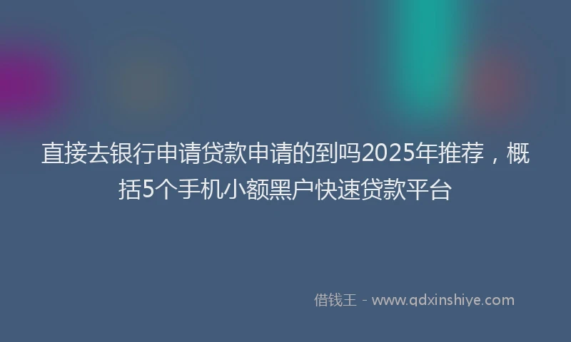直接去银行申请贷款申请的到吗2025年推荐，概括5个手机小额黑户快速贷款平台