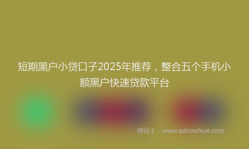 短期黑户小贷口子2025年推荐，整合五个手机小额黑户快速贷款平台