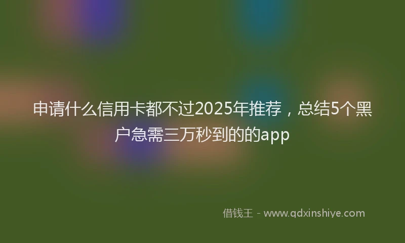 申请什么信用卡都不过2025年推荐，总结5个黑户急需三万秒到的的app