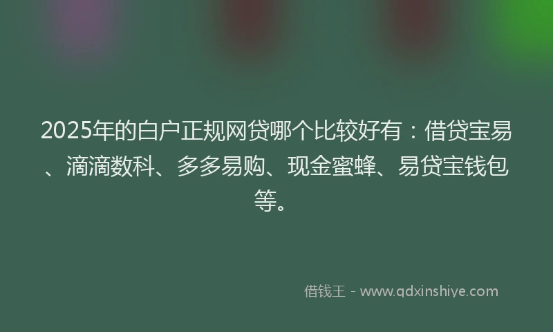 2025年的白户正规网贷哪个比较好有：借贷宝易、滴滴数科、多多易购、现金蜜蜂、易贷宝钱包等。