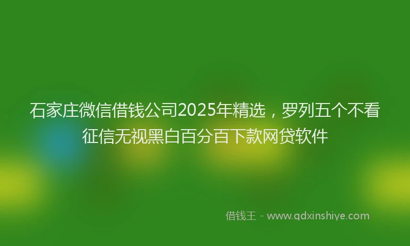 石家庄微信借钱公司2025年精选，罗列五个不看征信无视黑白百分百下款网贷软件