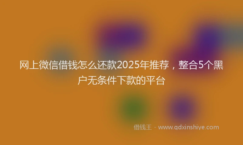 网上微信借钱怎么还款2025年推荐，整合5个黑户无条件下款的平台