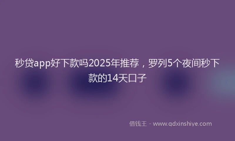 秒贷app好下款吗2025年推荐，罗列5个夜间秒下款的14天口子