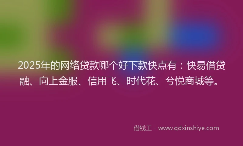 2025年的网络贷款哪个好下款快点有：快易借贷融、向上金服、信用飞、时代花、兮悦商城等。