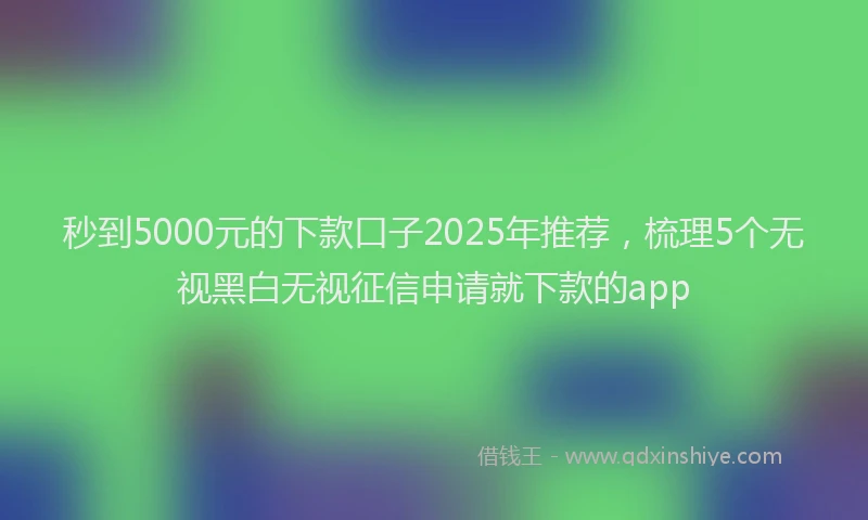 秒到5000元的下款口子2025年推荐，梳理5个无视黑白无视征信申请就下款的app