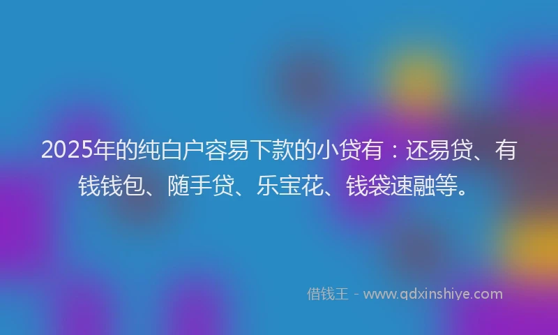 2025年的纯白户容易下款的小贷有：还易贷、有钱钱包、随手贷、乐宝花、钱袋速融等。