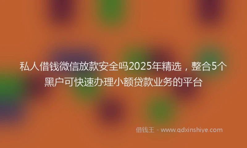 私人借钱微信放款安全吗2025年精选，整合5个黑户可快速办理小额贷款业务的平台