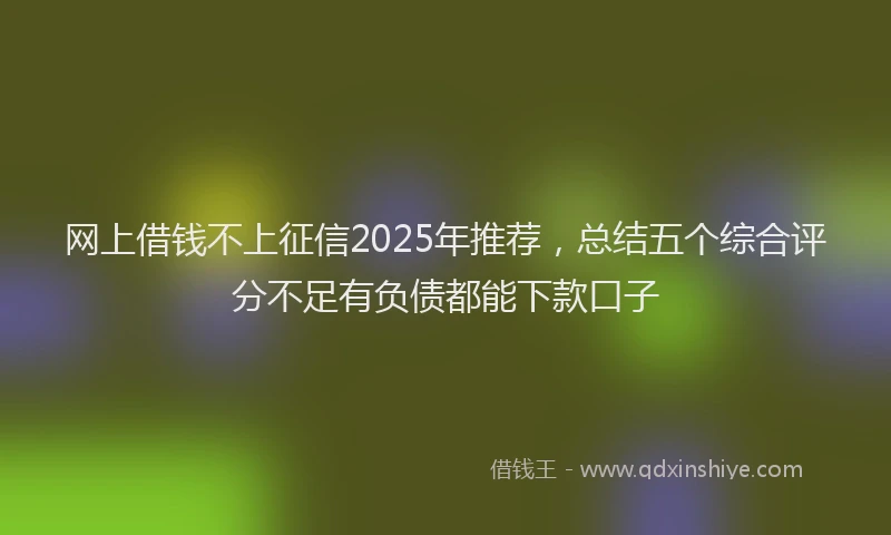网上借钱不上征信2025年推荐，总结五个综合评分不足有负债都能下款口子