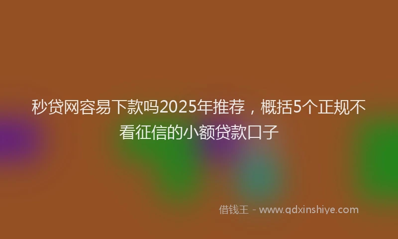 秒贷网容易下款吗2025年推荐，概括5个正规不看征信的小额贷款口子