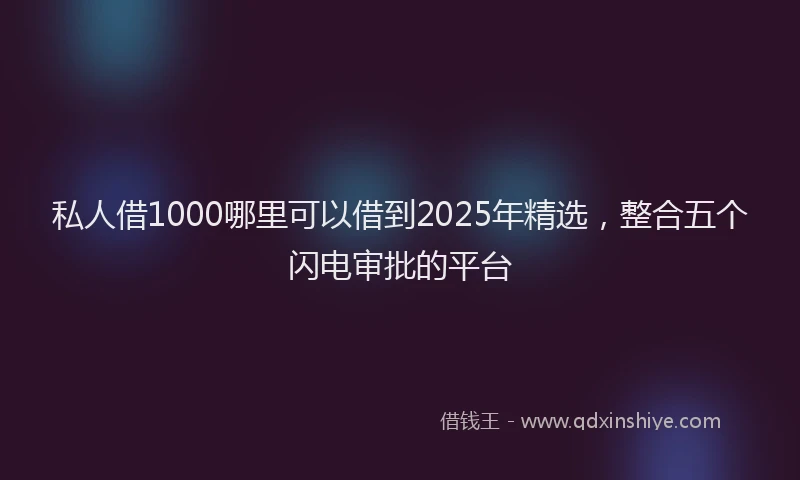 私人借1000哪里可以借到2025年精选，整合五个闪电审批的平台