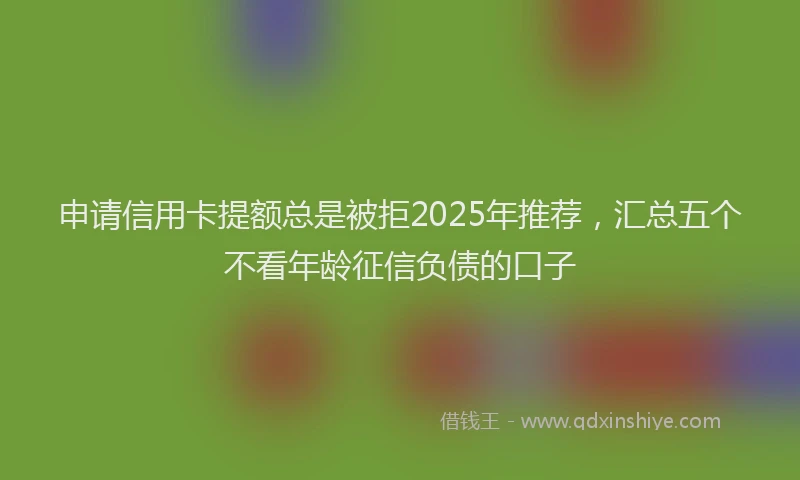 申请信用卡提额总是被拒2025年推荐，汇总五个不看年龄征信负债的口子