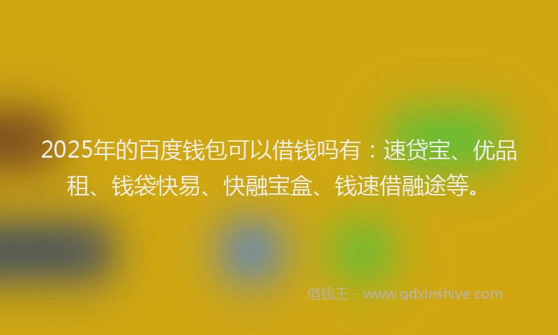 2025年的百度钱包可以借钱吗有：速贷宝、优品租、钱袋快易、快融宝盒、钱速借融途等。