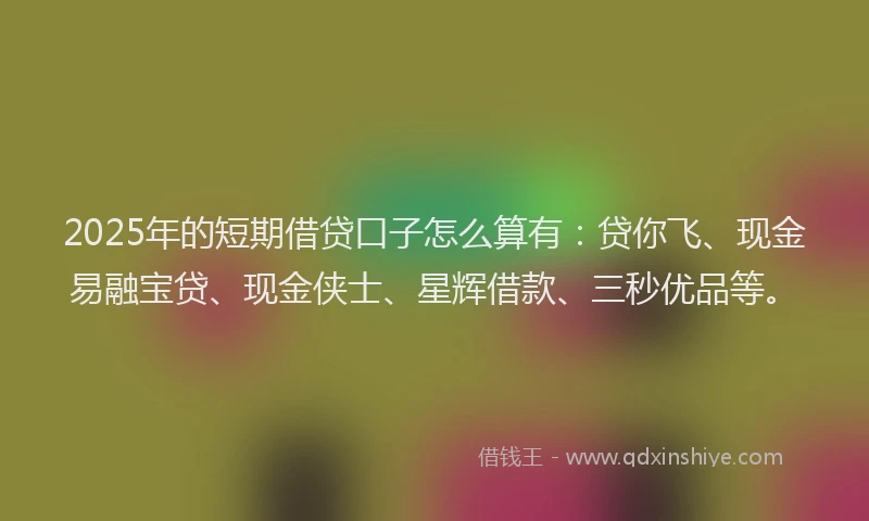2025年的短期借贷口子怎么算有：贷你飞、现金易融宝贷、现金侠士、星辉借款、三秒优品等。
