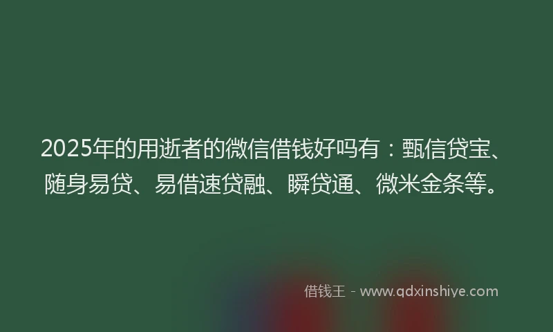2025年的用逝者的微信借钱好吗有：甄信贷宝、随身易贷、易借速贷融、瞬贷通、微米金条等。