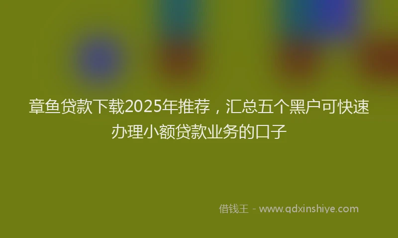 章鱼贷款下载2025年推荐，汇总五个黑户可快速办理小额贷款业务的口子