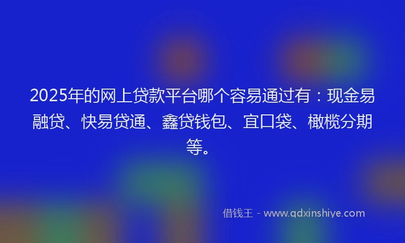 2025年的网上贷款平台哪个容易通过有：现金易融贷、快易贷通、鑫贷钱包、宜口袋、橄榄分期等。