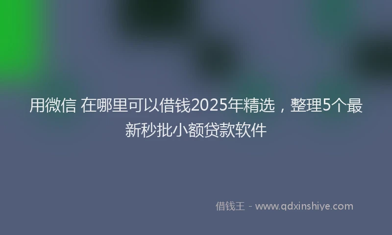用微信 在哪里可以借钱2025年精选，整理5个最新秒批小额贷款软件