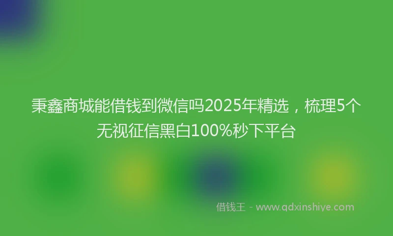 秉鑫商城能借钱到微信吗2025年精选，梳理5个无视征信黑白100%秒下平台