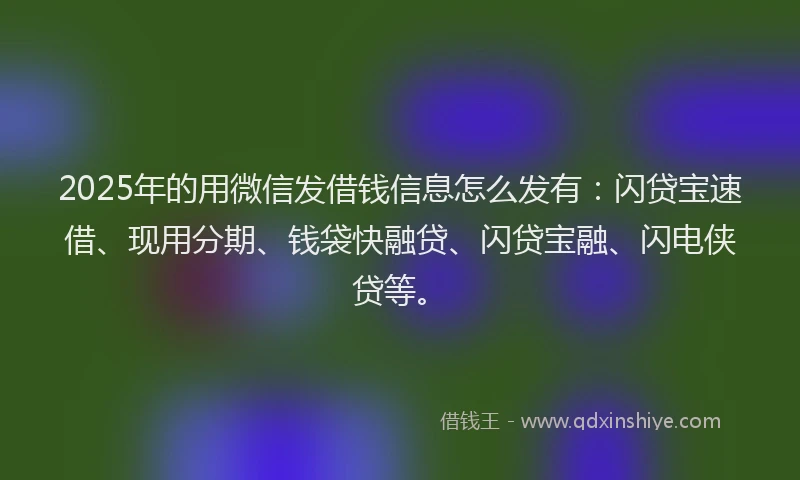 2025年的用微信发借钱信息怎么发有：闪贷宝速借、现用分期、钱袋快融贷、闪贷宝融、闪电侠贷等。