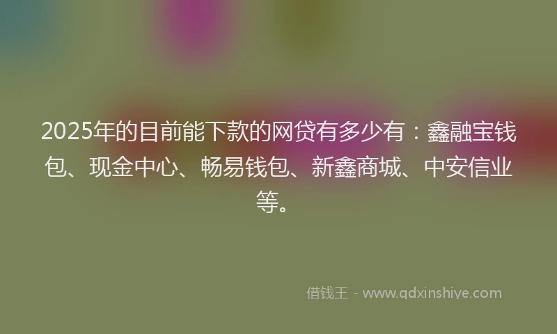 2025年的目前能下款的网贷有多少有：鑫融宝钱包、现金中心、畅易钱包、新鑫商城、中安信业等。