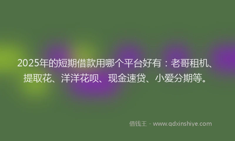 2025年的短期借款用哪个平台好有：老哥租机、提取花、洋洋花呗、现金速贷、小爱分期等。