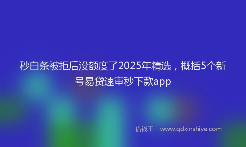 秒白条被拒后没额度了2025年精选，概括5个新号易贷速审秒下款app