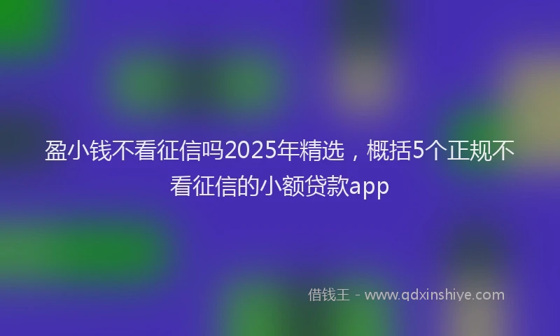 盈小钱不看征信吗2025年精选，概括5个正规不看征信的小额贷款app