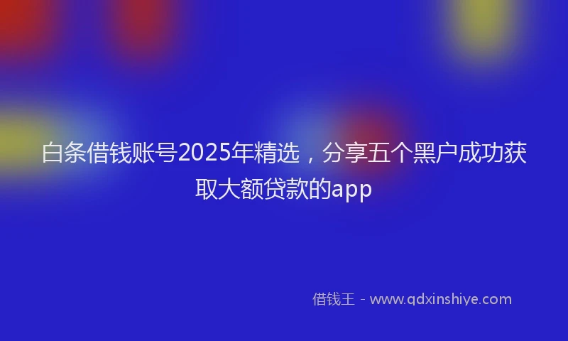 白条借钱账号2025年精选，分享五个黑户成功获取大额贷款的app