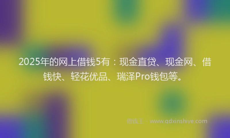 2025年的网上借钱5有：现金直贷、现金网、借钱快、轻花优品、瑞泽Pro钱包等。