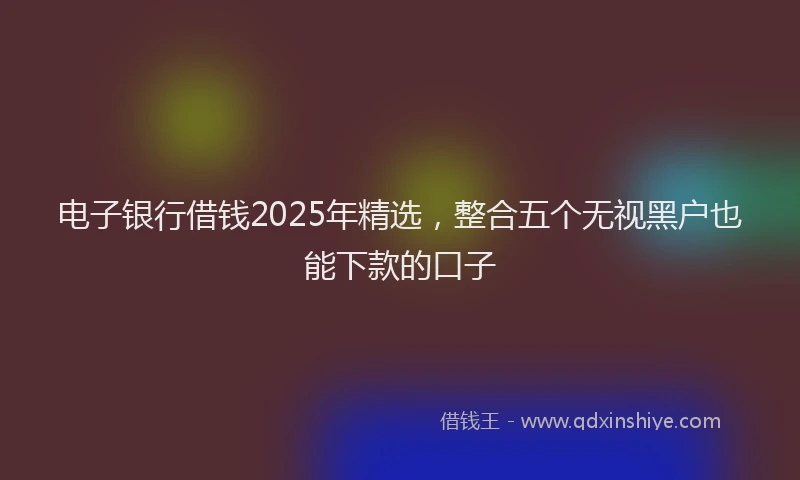 电子银行借钱2025年精选，整合五个无视黑户也能下款的口子