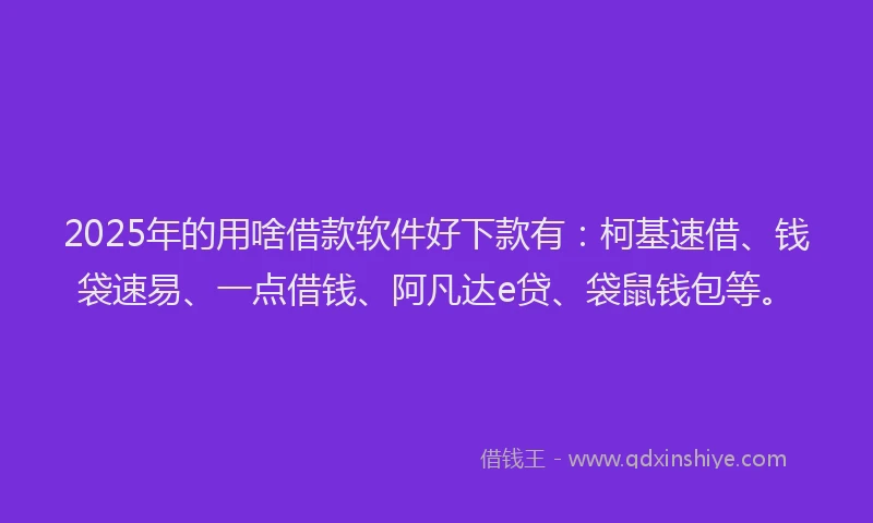 2025年的用啥借款软件好下款有：柯基速借、钱袋速易、一点借钱、阿凡达e贷、袋鼠钱包等。